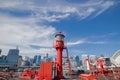 Lightship Carpentaria moored in front of Australian National Mar Royalty Free Stock Photo