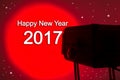 Lightspot for stage with text Happy new year 2017 Royalty Free Stock Photo