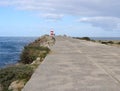 Lighttower and harbor entrance in Nazare, Centro - Portugal