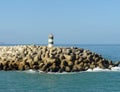 Lighttower and harbor entrance in Nazare, Centro - Portugal