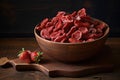 Lightweight Bowl dried strawberries. Generate Ai