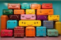Lightweight Colorful travel suitcase. Generate Ai