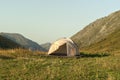 Hiking tent in the mountains