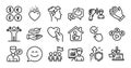 Lightweight, Hold heart and Video conference line icons set. Vector