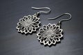 Lightweight Lasercut Metal Earrings With Intricate Lacelike Pattern White Background. Generative AI