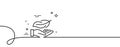 Lightweight line icon. Feather quill sign. Continuous line with curl. Vector