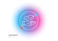 Lightweight line icon. Feather quill sign. Gradient blur button. Vector Royalty Free Stock Photo