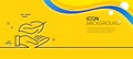 Lightweight line icon. Feather quill sign. Minimal line yellow banner. Vector