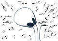 Lightweight music headphones with music notes