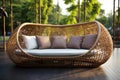 Lightweight Outdoor rattan chairs sofa. Generate Ai Royalty Free Stock Photo