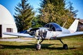 Lightweight single-engine aircraft ready for engine maintenance