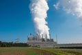 Lignite power plant for electricity generation - steam rises fro Royalty Free Stock Photo