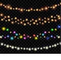 Ligth Bulb Garland on Transparent Background