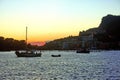 Liguria: boats at sunset in front of Portovenere Royalty Free Stock Photo