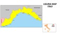 Liguria Map. State and district map of Liguria. Political map of Liguria with the major district