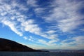 Liguria: view from the cliff boat of the island of Palmaria and the Ligurian coast with sky and clouds Royalty Free Stock Photo