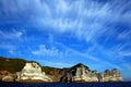 Liguria: view from the cliff island of Palmaria island with rocks trees sky and clouds Royalty Free Stock Photo