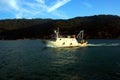 Liguria. Portovenere view fishing boat in front of Palmaria island Royalty Free Stock Photo