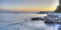 Ligurian coastline, Genoa, sunset panorama. Color image Royalty Free Stock Photo