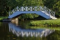 Pond with bridges in the park of Vihula manor house, Estonia Royalty Free Stock Photo