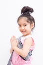 Liitle Asian child welcome expression Sawasdee