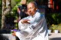 Tai Chi master in Jade Spring Park in Lijiang, China Royalty Free Stock Photo