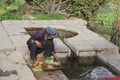 Nakhi women is farming in Lijiang Royalty Free Stock Photo