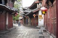 Lijiang old town streets in the morning. Royalty Free Stock Photo