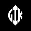 LIK circle letter logo design with circle and ellipse shape. LIK ellipse letters with typographic style. The three initials form a Royalty Free Stock Photo