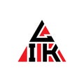 LIK triangle letter logo design with triangle shape. LIK triangle logo design monogram. LIK triangle vector logo template with red Royalty Free Stock Photo