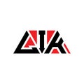 LIK triangle letter logo design with triangle shape. LIK triangle logo design monogram. LIK triangle vector logo template with red Royalty Free Stock Photo