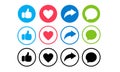 Like Love Comment Share social network Icon set