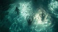 Like apparitions caught in an underwater dream the semivisible swimmers move gracefully through the defocused background