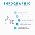 Like, Business, Finger, Hand, Solution, Thumbs Line icon with 5 steps presentation infographics Background