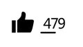 Like button with counting number,Animation of Social Network Counter,thumbs up and number of votes that is rapidly changing.proces