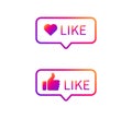 Like button on white background. Thumb up and heart icon. Vector illustration Royalty Free Stock Photo