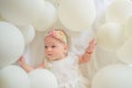 Like on catwalk. Sweet little baby. New life and birth. Small girl. Happy birthday. Family. Child care. Childrens day Royalty Free Stock Photo