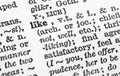 Like - Closeup macro of English dictionary page with word like concept Royalty Free Stock Photo