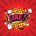LIKE ! Comic Speech Bubble. Vector Eps 10 Royalty Free Stock Photo