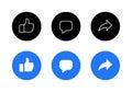 Like, Comment, Share. Facebook Element Icon Set of Social Media