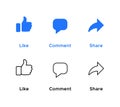 Like, Comment, and Share Icon Vector of Social Media Symbols Royalty Free Stock Photo