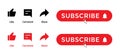 Like, Comment, Share and Subscribe Button. Icon Set for Channel Subscription. Vector Illustration