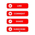 Like, Comment, Share and Subscribe Button. Icon Set of Channel Subscriptions. Vector Illustration