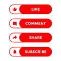 Like, comment, share, and subscribe icon vector. Channel subscription button