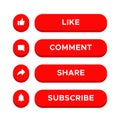 Like, Comment, Share and Subscribe Icon Vector on 3d Button Royalty Free Stock Photo