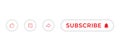 Like, Comment, Share, Subscribe. Minimalist White Button of Channel Subscription Icons. Vector Illustration Royalty Free Stock Photo