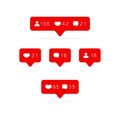 Like counter icon. Notification counter badge. Social media set notifications icons: like, follower, comment Royalty Free Stock Photo