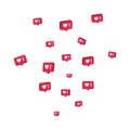 Like 3d icons flying on white background. Comment and follower symbol. Social media elements. Counter notification