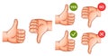 Like dislike button, hand thumb up down gesture, good or bad feedback, approve or reject, positive, negative web rate icon vector Royalty Free Stock Photo