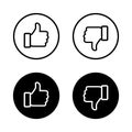 Like and dislike button icon vector in line style. Social media thumb up-down sign symbol Royalty Free Stock Photo